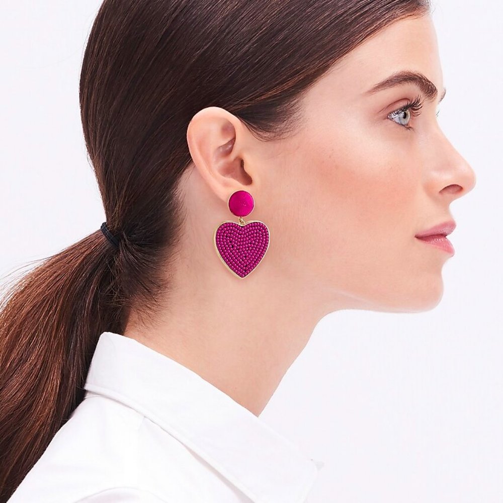 ๐ NWT ๐ J. Crew Beaded heart drop earrings - Picture 2 of 2